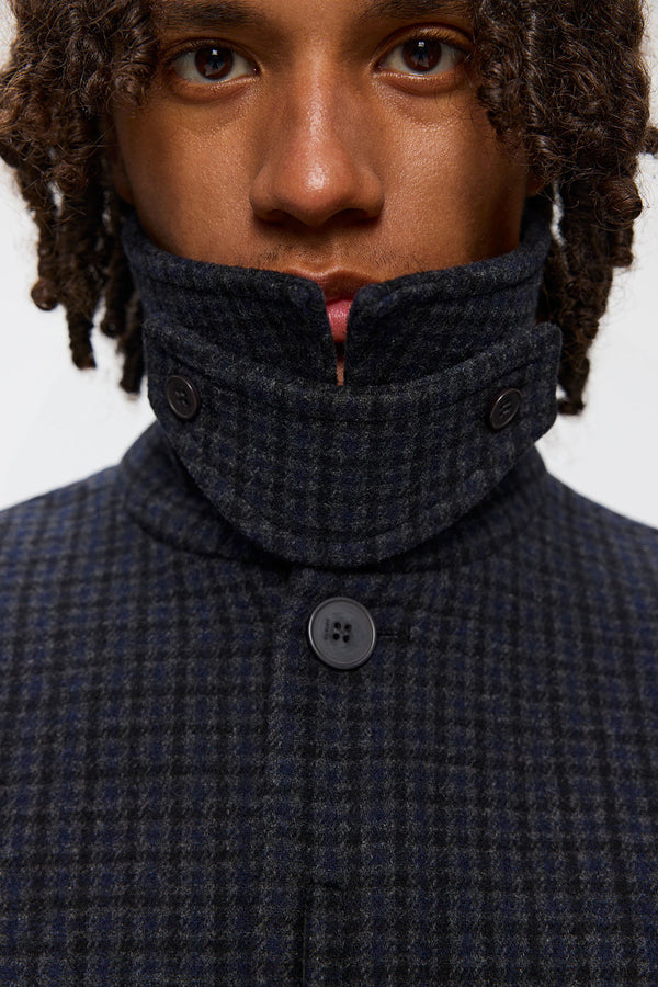 Elvine Yonatan Grey Check Herren Wollmantel kariert grau