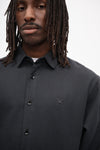 Cleptomanicx Blue Graphite Flannel Ligull Shirt Hemd Herren dunkelgrau