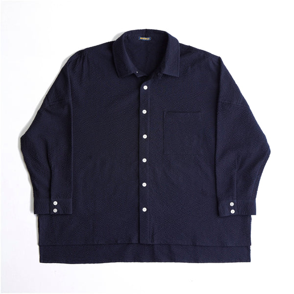 Arniko Tahira Seesucker Shirt Bluse Damen dunkelblau