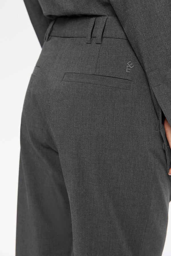 Elvine Dilay Mid Grey Melange Damen Bundfaltenhose Wide Leg grau