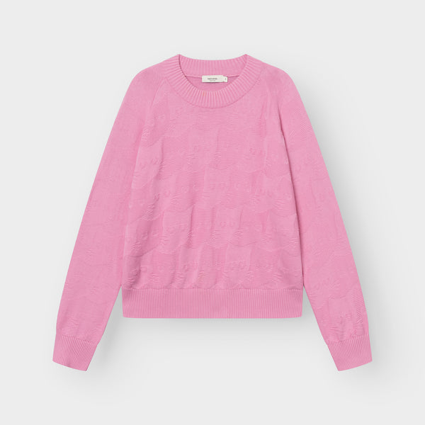 Dedicated Husie Pepita Cats Knit Moonlite Pink Damen Strickpullover pink