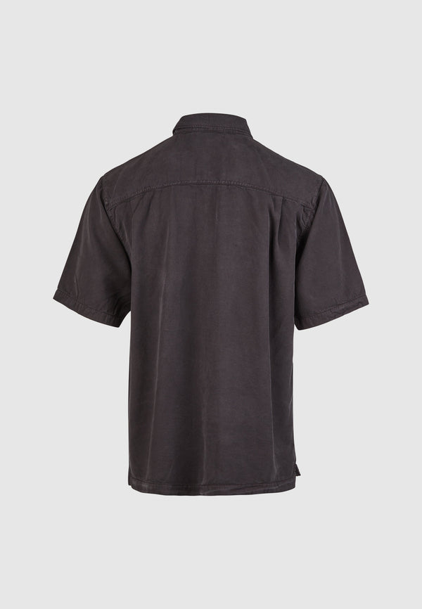 Cleptomanicx Blue Graphite Oversized Easy Shirt Kurzarm Hemd Herren grau