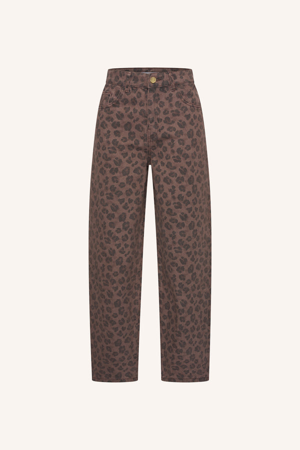 By-Bar Lew Cheetah Chocolat Pants Damen High Waist Hose braun