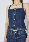 Dr. Denim Niamh Top Stream Dark Retro Vintage Denim Damen blau