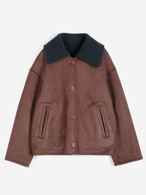 Bobo Choses Soft Reversible Sherpa Jacket Damen Wendejacke braun blau