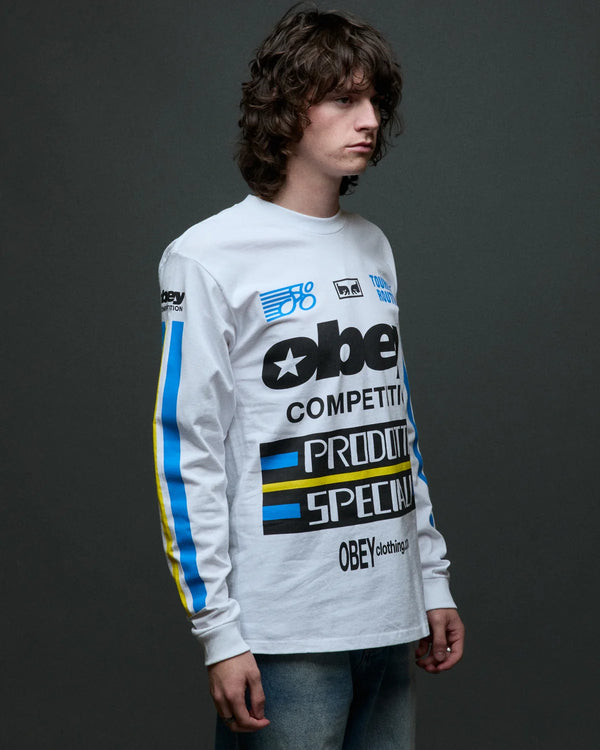 Obey Competition Longsleeve White Herren Langarmshirt weiß