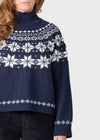Klitmøller Claire Knit Navy Cream Damen Stickpullover Merino blau creme