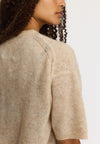 Selfhood Shortsleeve Knit Kurzarm Stricktop Damen weiss melange