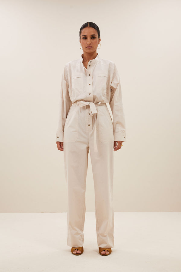 By-Bar Esra Popline Suit Almond Damen Jumpsuit creme