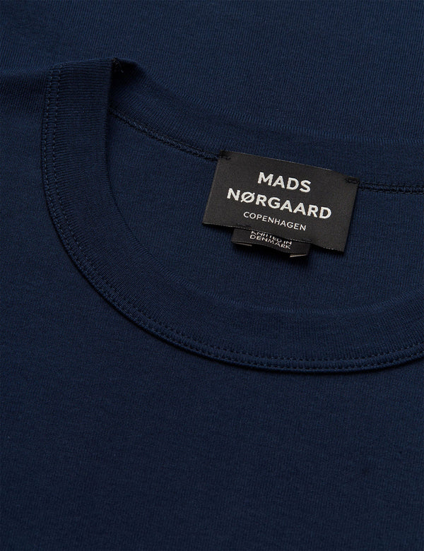 Mads Nørgaard Klassik Rib Esben Sky Captain dunkelblau T-Shirt Herren