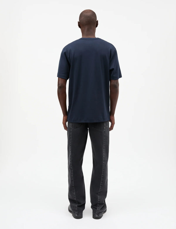 Mads Nørgaard Klassik Rib Esben Sky Captain dunkelblau T-Shirt Herren
