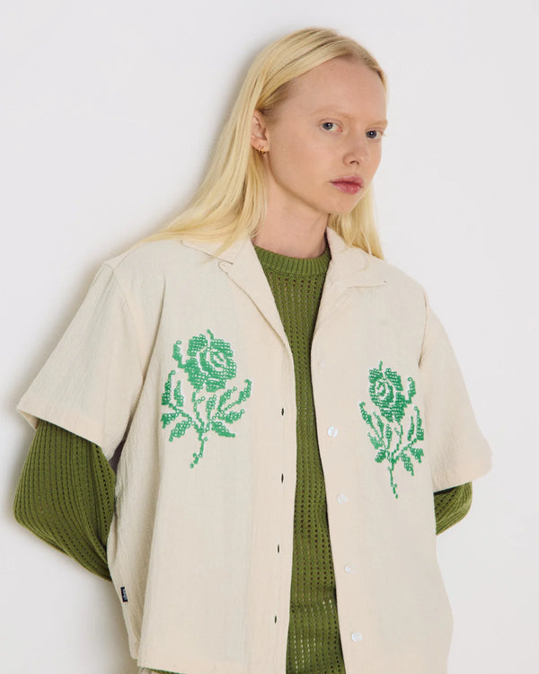 Obey Roses Embellished Natural SS Shirt Hemd Damen creme
