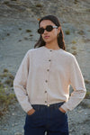 By-Bar Cleo Merino Cardigan Oyster Melee Damen Strickjacke beige