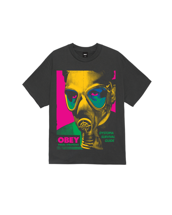 Obey Gas Mask T-Shirt Vintage Black Herren Shirt Print schwarz
