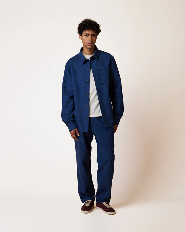 Faguo Gastine Overshirt Bleu Herren Baumwoll-Canvas blau