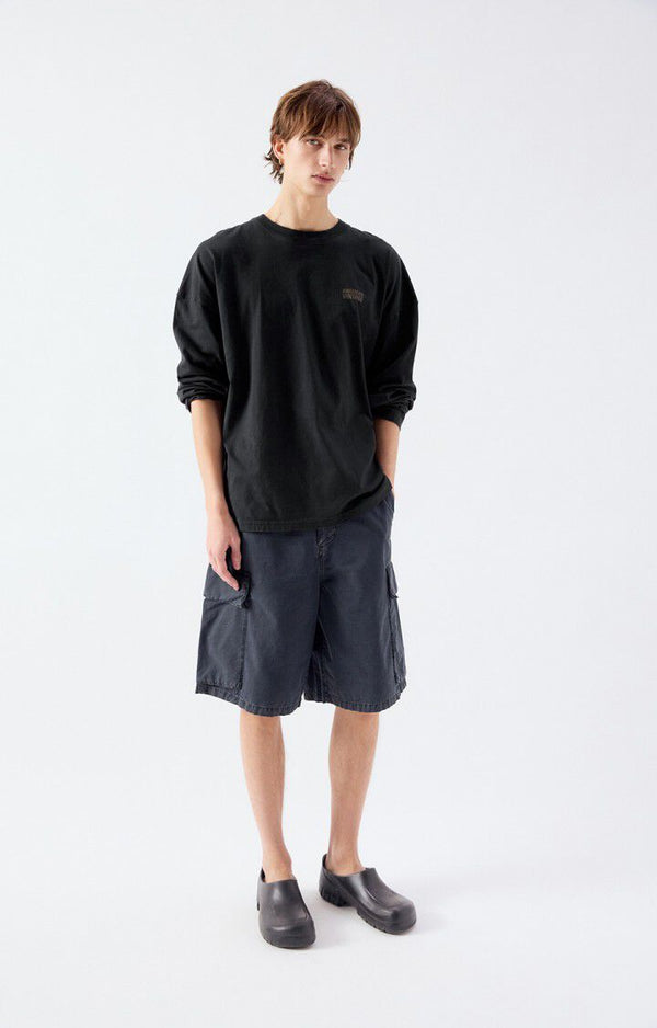 American Vintage Gixy Longsleeve Oversized Langarm-Shirt Herren Schwarz