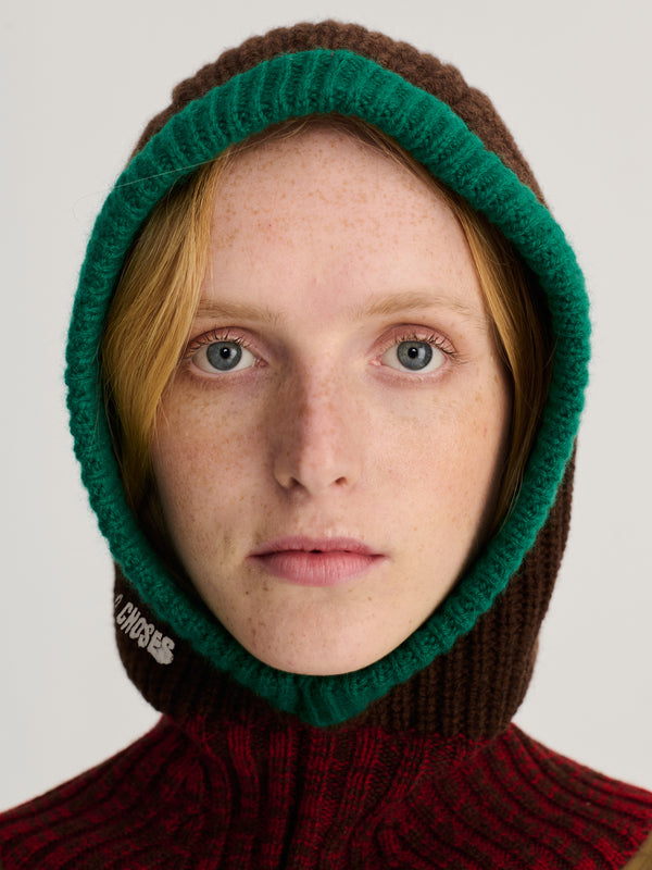 Bobo Choses Colorblock Wool Balaklava Unisex Schal Mütze braun