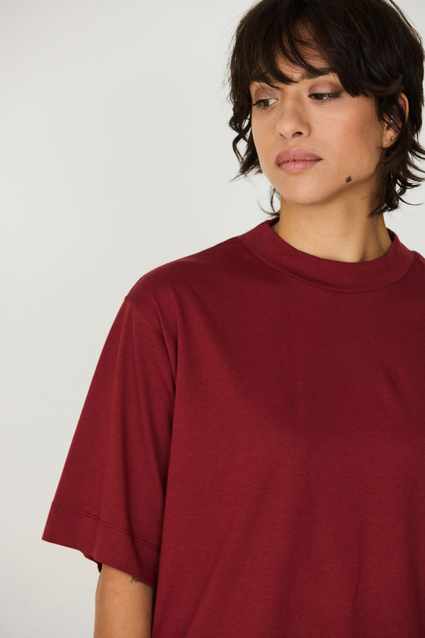 SKFK Zuntz-11-GOTs Shirt Burgundy Damen Loose Fit T-Shirt rotbraun