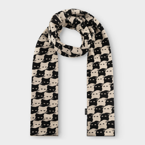 Dedicated RossbergaRossberga Pepita Cats Oat White Schal schwarz weiß