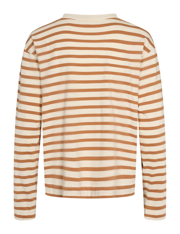 Esmé Signe Shirt LS Stripe Lion Damen T-Shirt caramel braun