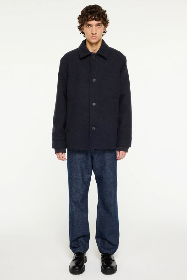Elvine Ciaran Wolltwill Jacket Navy Melange Herren Wolljacke blau