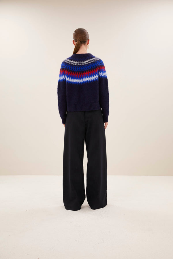 By-Bar Jacky Pullover Navy Damen Mohair Fair Isle dunkelblau