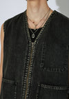 Dr. Denim Enver Worker Vest Jeans Weste Unisex Aged Black