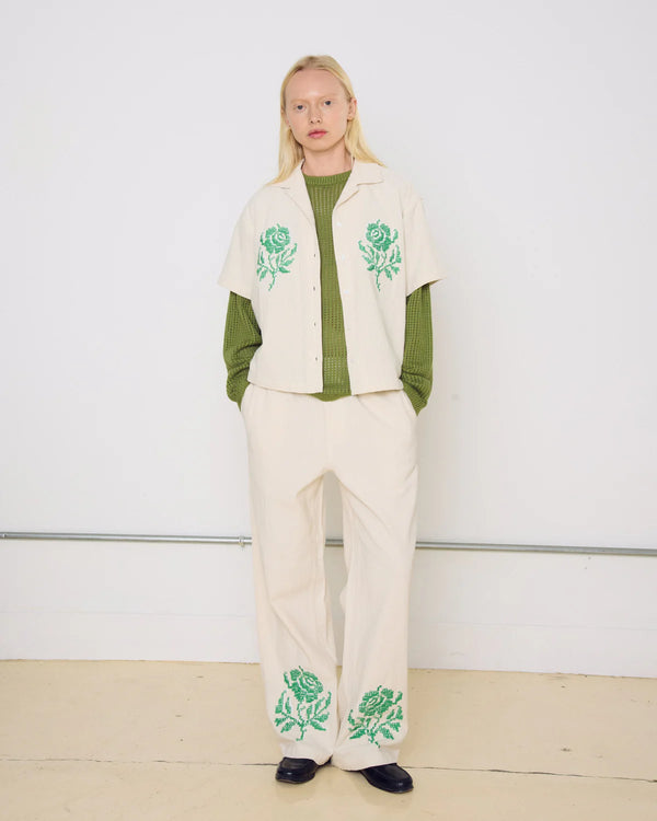 Obey Roses Embellished Natural Pants Hose creme