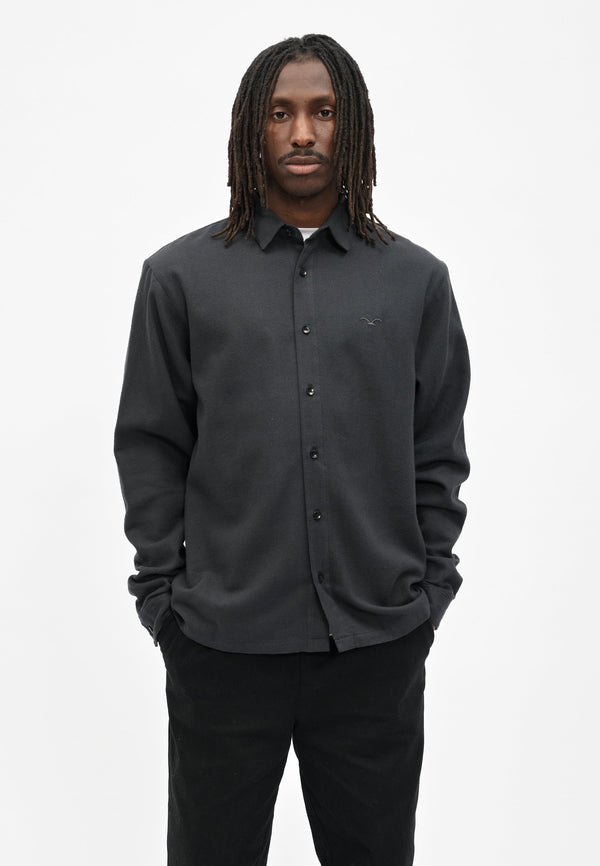 Cleptomanicx Blue Graphite Flannel Ligull Shirt Hemd Herren dunkelgrau