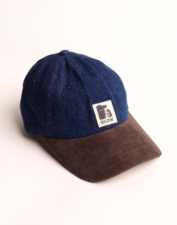 OLOW Stanton Six Panel Cap Blau Braun – freigestellte Schrägansicht