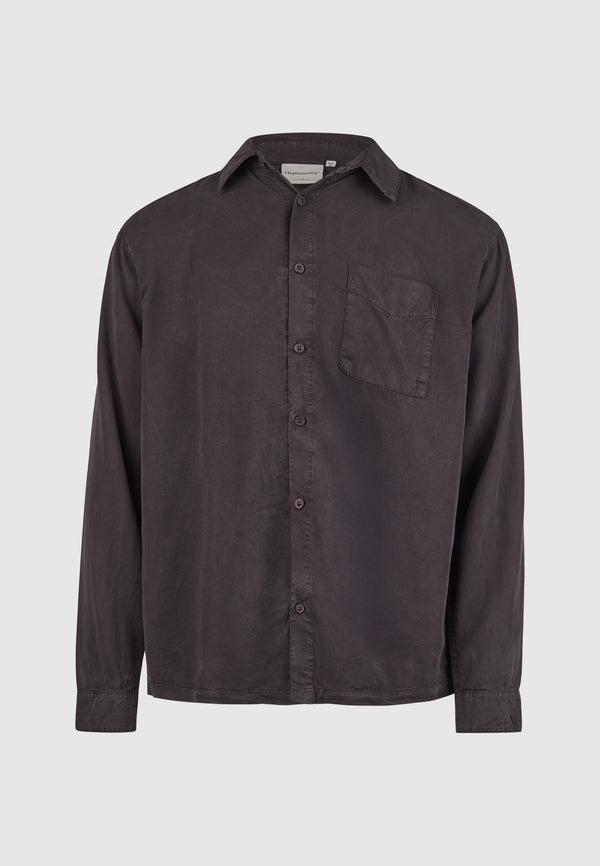 Cleptomanicx Blue Graphite Oversized Easy Shirt Hemd Herren grau