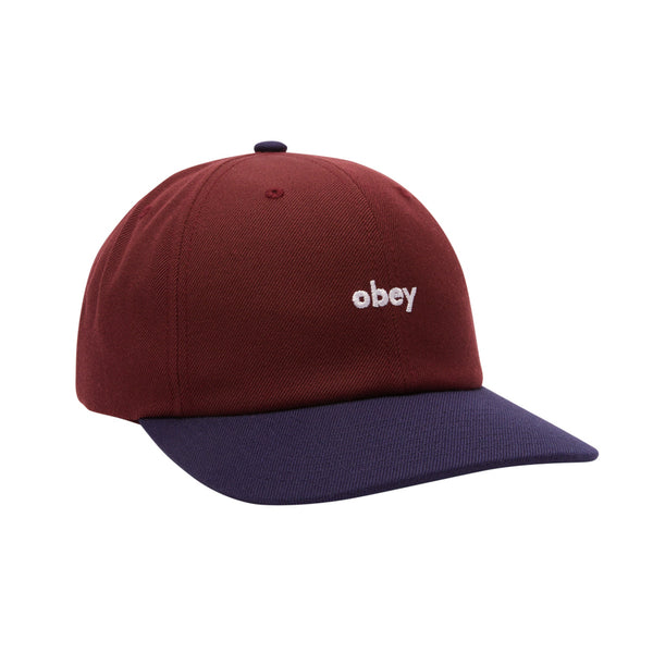 Obey Maroon 2 Tone 6 Panel Snapback Cap Unisex dunkelrot