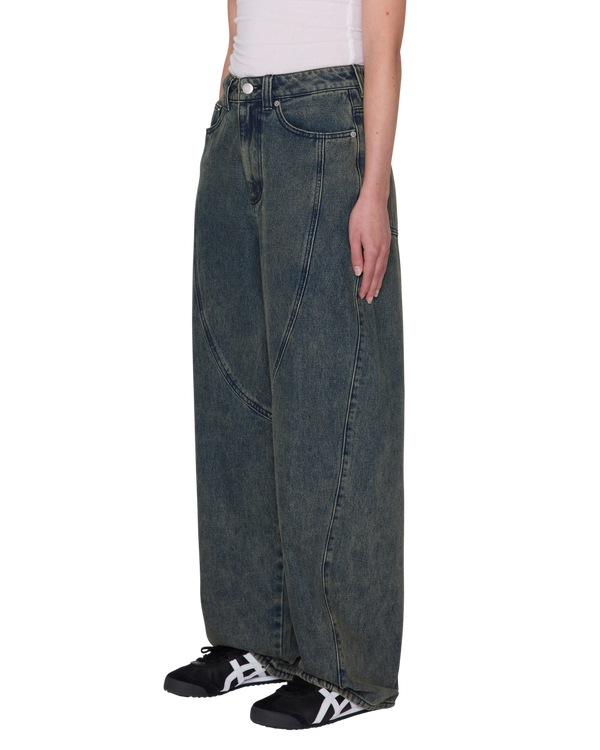 Obey Nana Denim Yellow Tint Wash Damen Baggy Jeans blau gelb