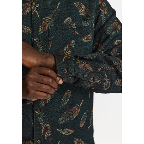 Revolution Jacquard Feather Pattern Hemd Herren dunkelgrün