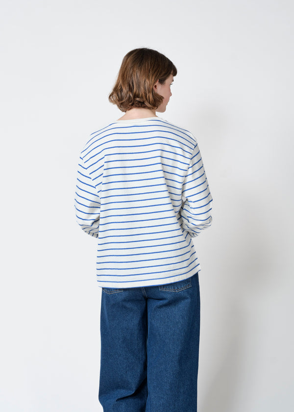 Klitmøller Paulina LS Tee Cream Surf Blue Damen Streifen Langarm creme