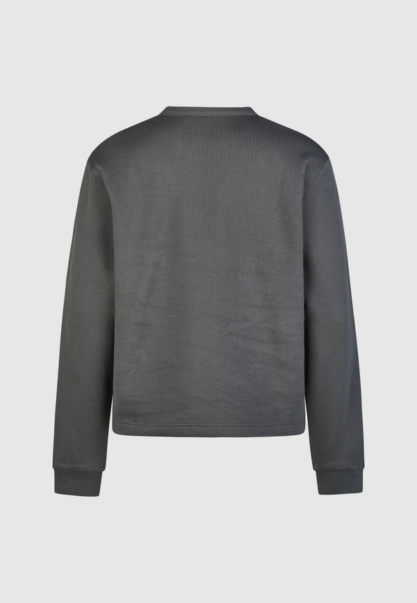 Cleptomanicx Double Crewneck Asphalt Pullover Herren grau