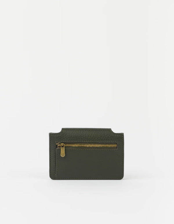 O MY BAG Harmonica Wallet Moss Soft Grain Leather Portemonnaie Geldbörse grün