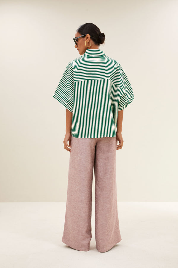 By-Bar Sunny Stripe Blouse Evergreen Damen Bluse grün weiß