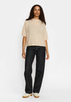 Selfhood Shortsleeve Knit Kurzarm Stricktop Damen weiss melange