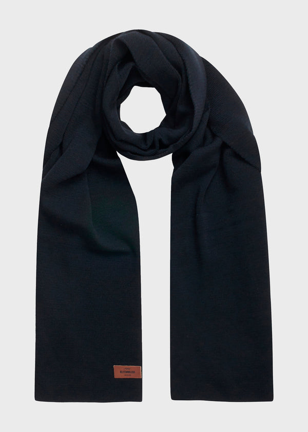 Klitmøller Collective Fine Rib Schal Navy aus Wolle