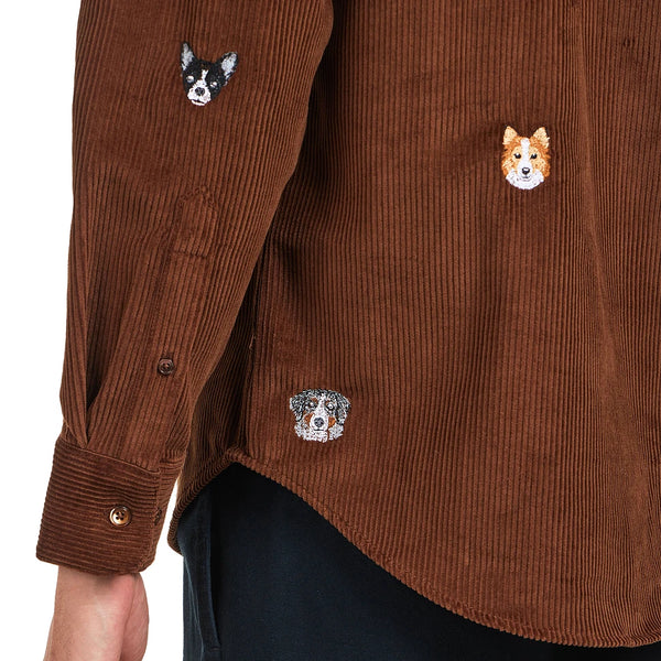 Portuguese Flannel Lobo Embroidery Shirt Brown Herren Hemd Cord braun