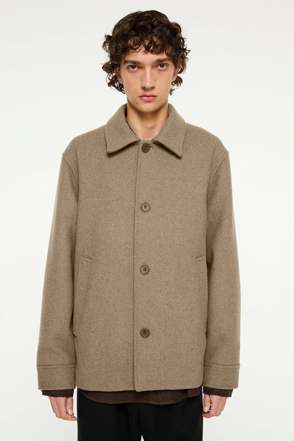 Elvine Ciaran Wool Coat Herren Winterjacke Wolle beige