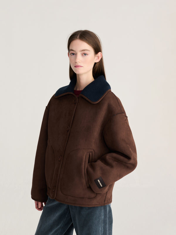 Bobo Choses Soft Reversible Sherpa Jacket Damen Wendejacke braun blau