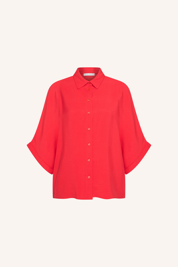 By-Bar Sunny Satin Stripe Blouse Bluse Damen rot