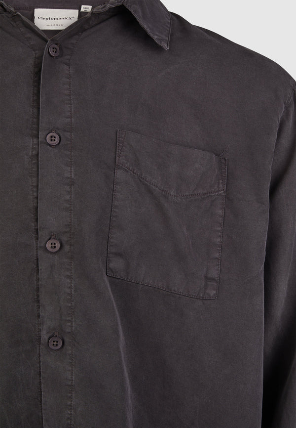 Cleptomanicx Blue Graphite Oversized Easy Shirt Hemd Herren grau