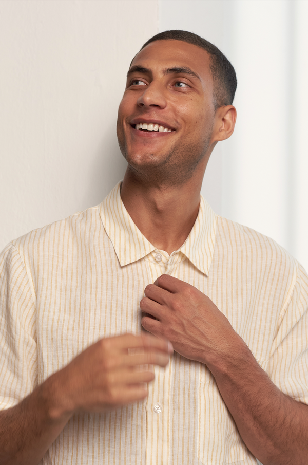 About Companions Klaas Shirt Kurzarmhemd Herren vintage gelb