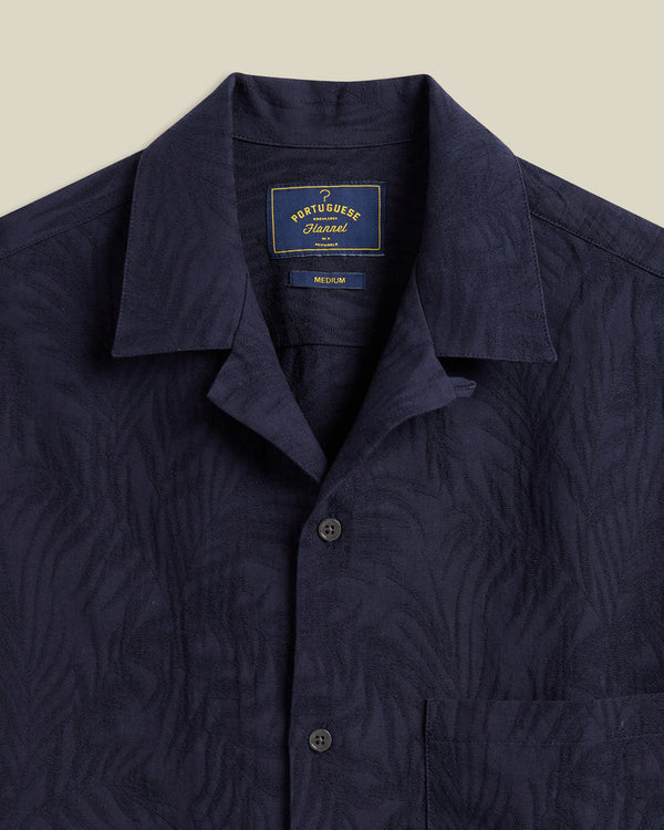 Portuguese Flannel Palm Kurzarm Hemd Herren dunkelblau