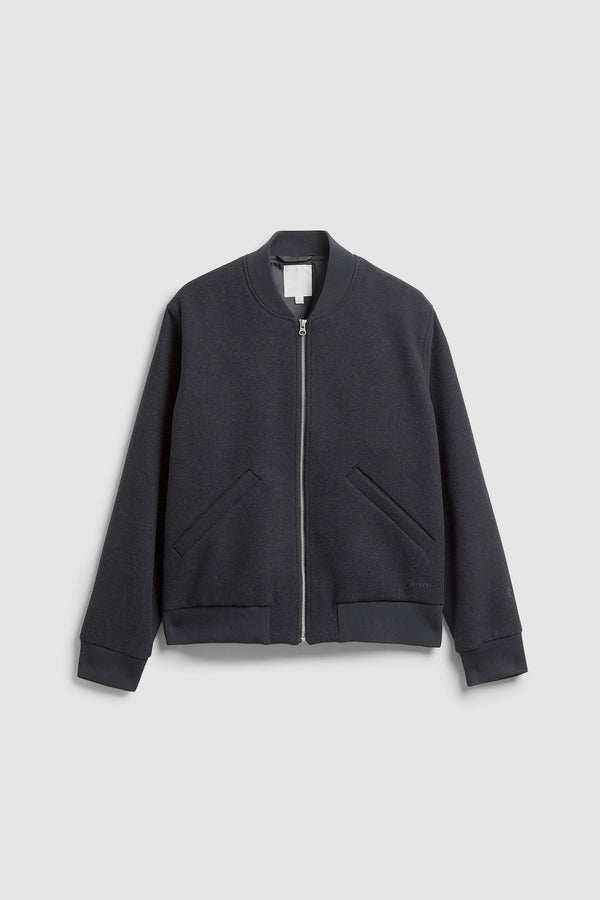 Elvine Ylve Wool Jacket Dark Grey Melange Herren Bomberjacke grau