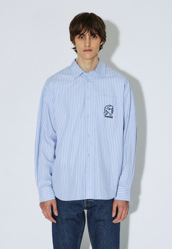 Dr. Denim Wes Shirt Hemd Gestreift Herren Hellblau