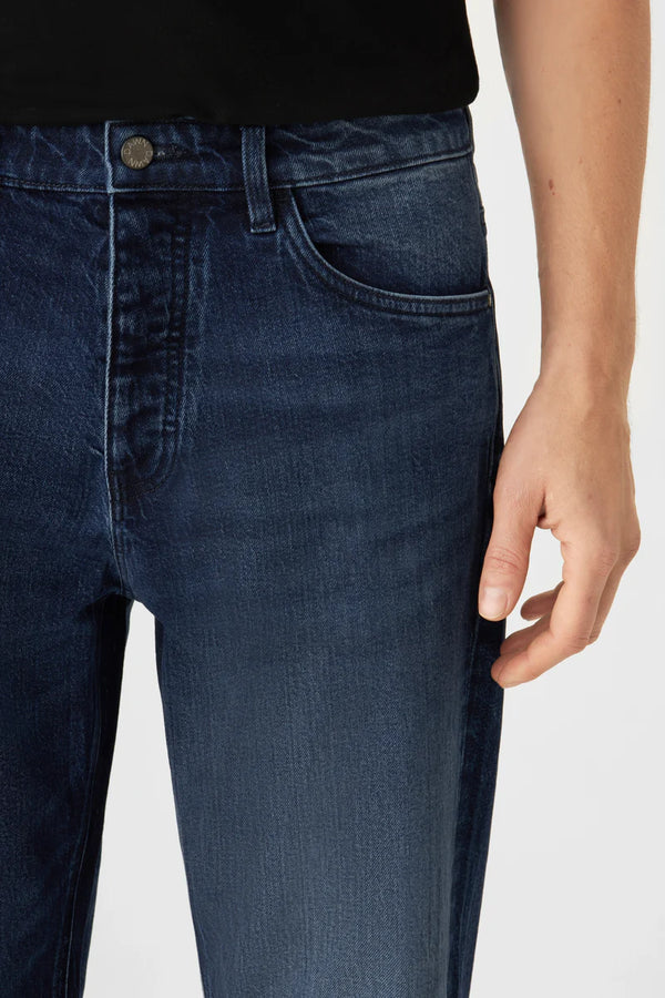 Dawn RISE Relaxed Tapered Vintage Dark Blue Minimal Stretch Jeans Hose Herren Dunkelblau